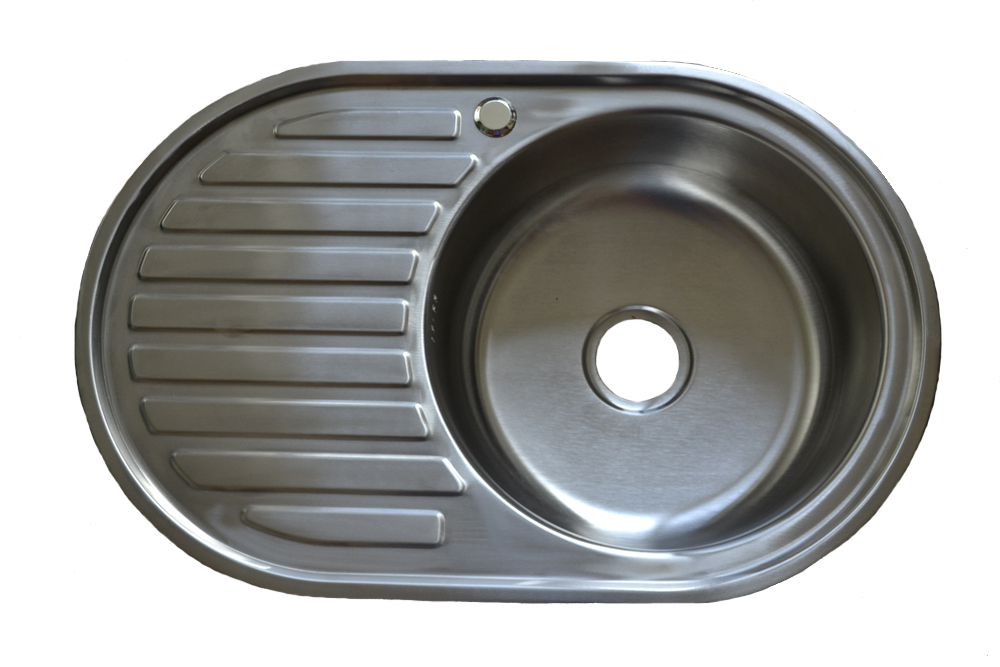 1 Spülbecken Edelstahl 304 Küchenspüle Einbauspüle oval Ablage 1 becken